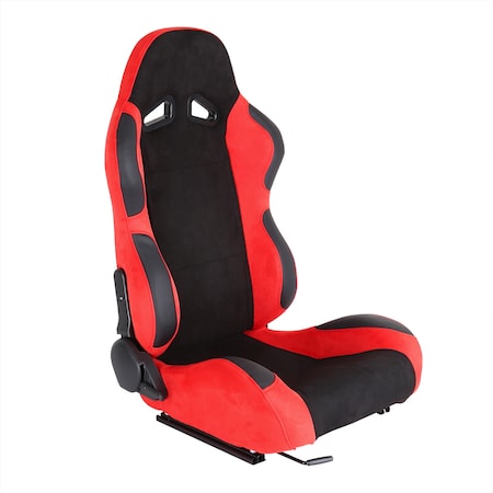 Spec-D Tuning Racing Seat - Black And Red Suede  - Right Side, PK2 RS-2005R